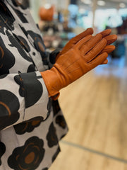 konjakinruskeat naisten nahkahanskat sajaco