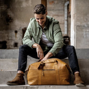 portsmouth viikonloppukassi weekender cognac leather chesterfield