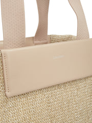 Calvin klein iso raffia beige punottu olkalaukku vaalea