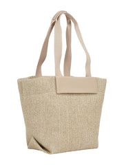 Calvin klein iso raffia punottu beige olkalaukku vaalea