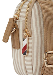 Tommy hilfiger poppy vaalea kangas olkalaukku raidallinen